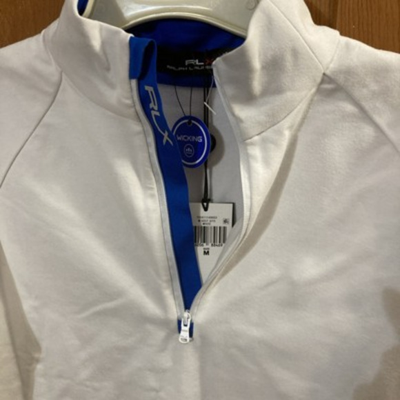RLX Ralph Lauren Mens Wicking Golf Pullover 1/4 Zip M New White Performance $188 - Picture 2 of 8